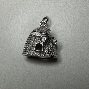Sterling Silver Beehive Charm Pendant‎ Nature Honeycomb Jewelry Gift